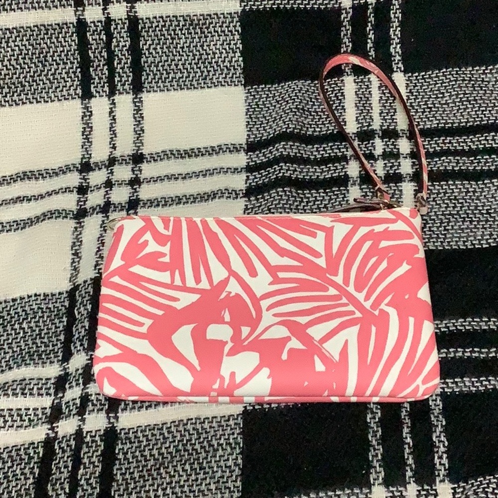 🔴 Kate spade pink & white tropical print wristlet - Picture 4 of 14
